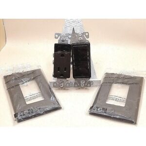 Eaton Black Decorator Switch &‎ Outlet Set with Wall Plates